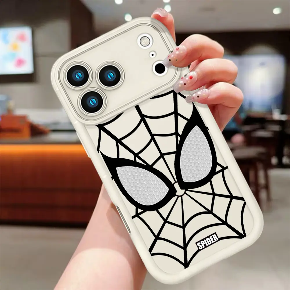 Creative Spider-Man Web Phone Case - Shockproof, Durable, Anti-Slip Multi-Model Cover Cool Marvel Spiderman Web Phone Accessories, Shockproof Phone Accessory for iPhone 17 16 15 14 Pro Max 13 12 11 XR XS X