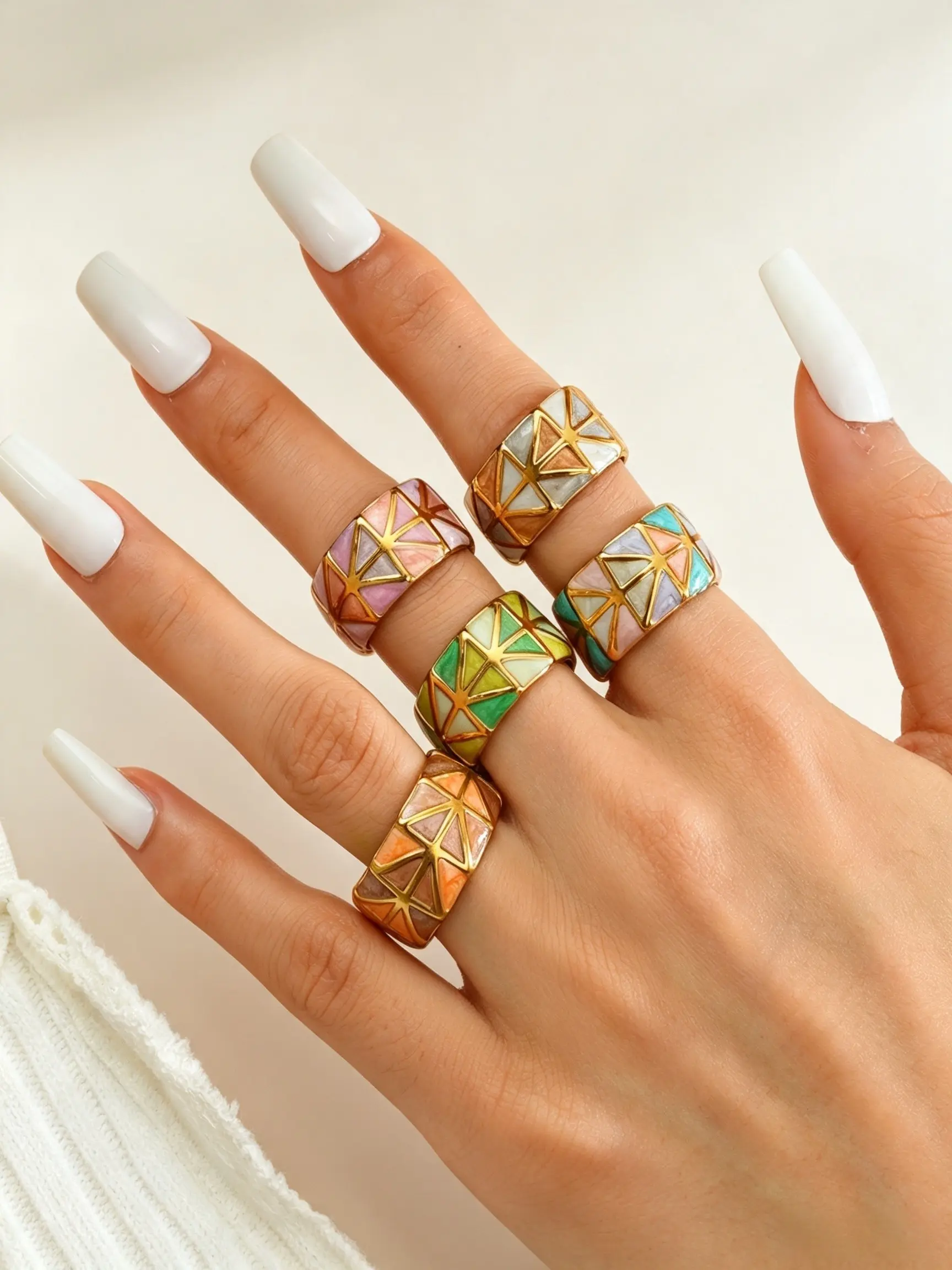 Fade Resistant Checkered Open Ring | 304 Stainless Steel 18K Golden Plated Drip Oil Ring, Adjustable Design, Suitable for Daily & Party, Sweet Gift for Your Girlfriend & BFF