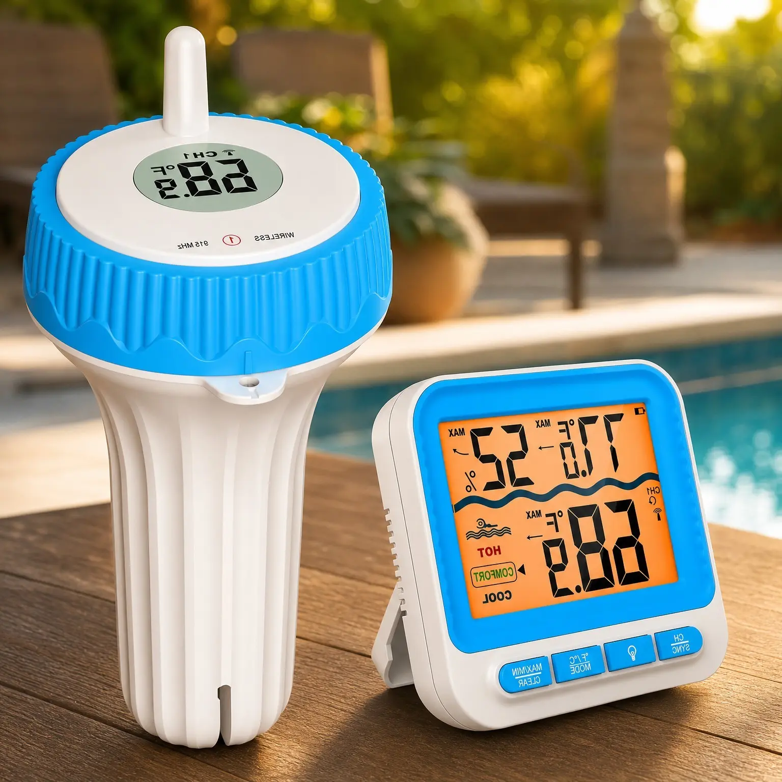 Wireless Floating Pool Thermometer with IPX8 Waterproof