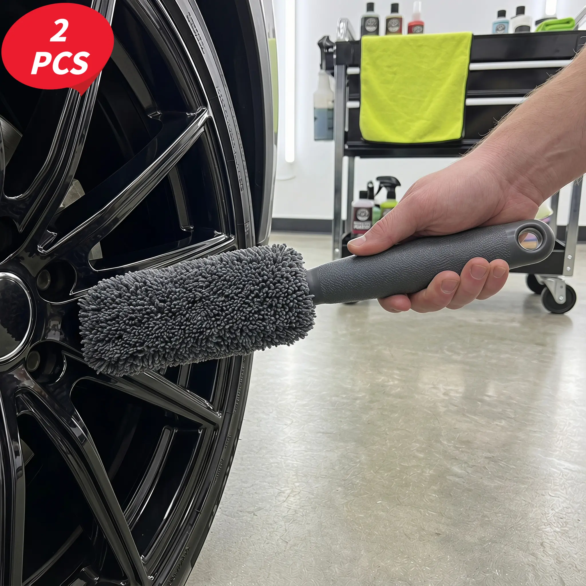 2 PCS Car Wheel Cleaning Brush for Summer, Car Long Handle Tire Brush, Car Wheel Cleaning Tool, Car Detailing Brush, Car Accessories, Car Detailing Tools, Car Detailing Supplies, Auto Detailing Supplies-YY1