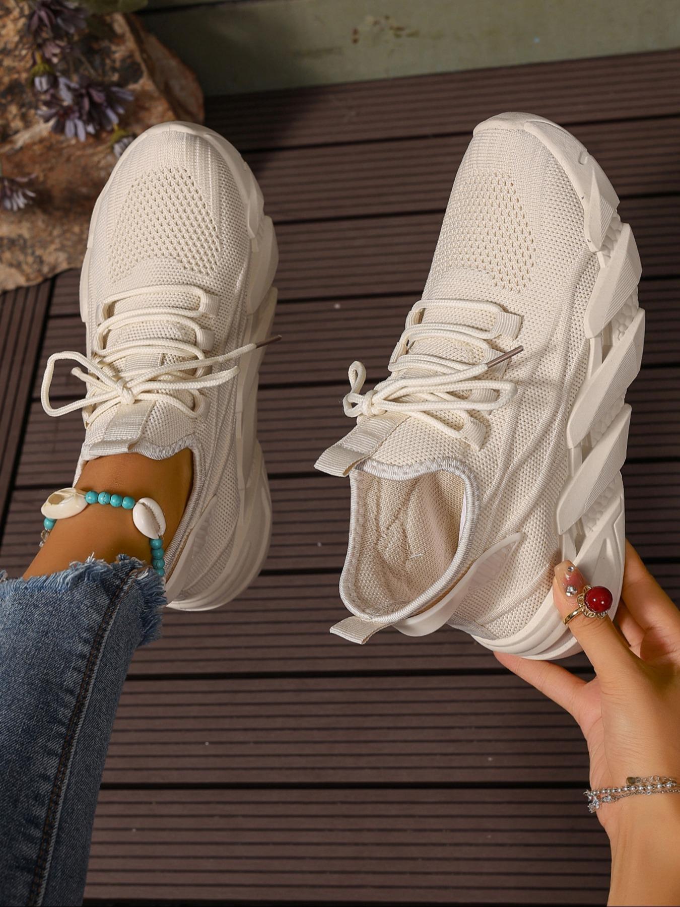 Women's Fashionable Lace Up Low Top Sneakers, 2024 New Style Casual Comfortable Breathable Sports Running Shoes, All-match Basic Shoes for Daily Wear, Athletic Running Shoes, Runner Athletic Shoe, Sporty Running Shoes