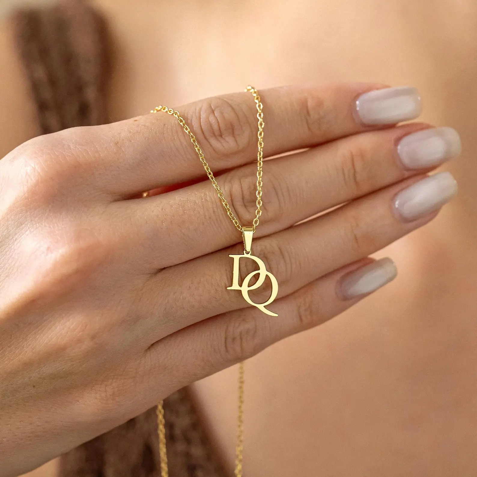 AS571 Custom Two Initial Necklace Personalized Couple Initial Necklace Holiday Birthday Gift for Women