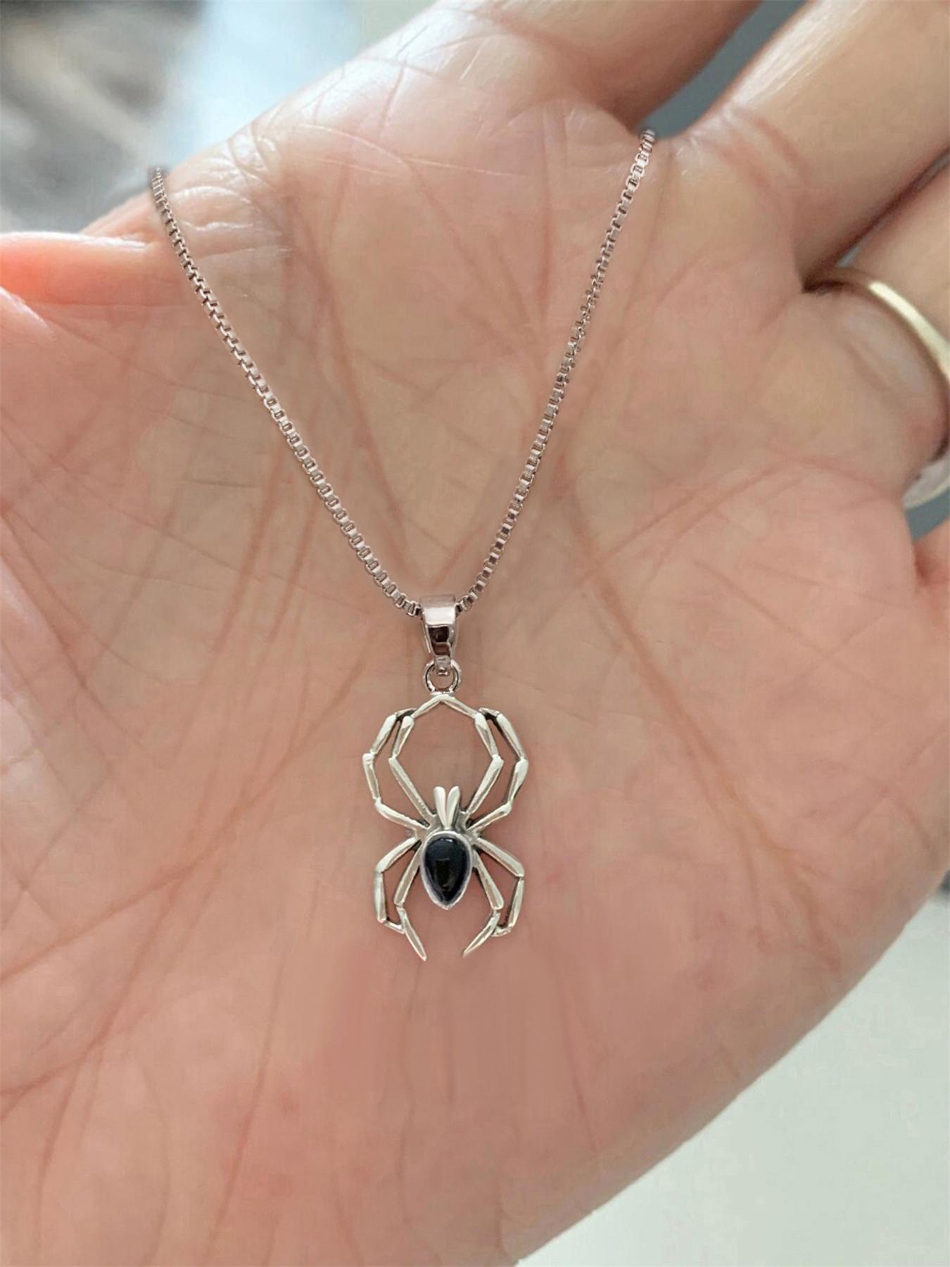 Spider Design Pendant Necklace for Women, Dainty Necklace, Minimalist Necklace, Dangling Charms Necklace, Clavicle Chain Matching Necklace for Party, Daily Decor, Trendy All-match & Exquisite Jewelry As Birthday Gift without Box, Gothic Witch Jewelry