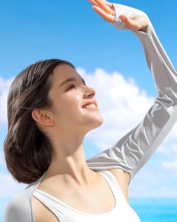 Cooling Shawl Arm Sleeves with Finger Holes for Women Anti-UV Protection, Sun Protection Cooler Shrug for Golf