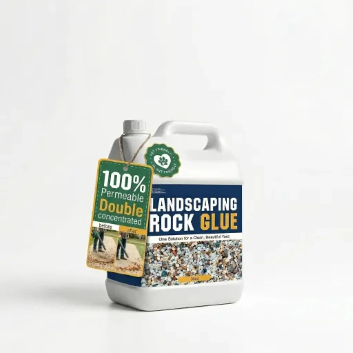 31 OZ Concentrate Rock Glue – High Strength Gravel & Stone Binder for Landscaping, Permeable Outdoor Adhesive for Driveway, Patio, Garden Beds & Walkways,  Drying, Weather Resistant
