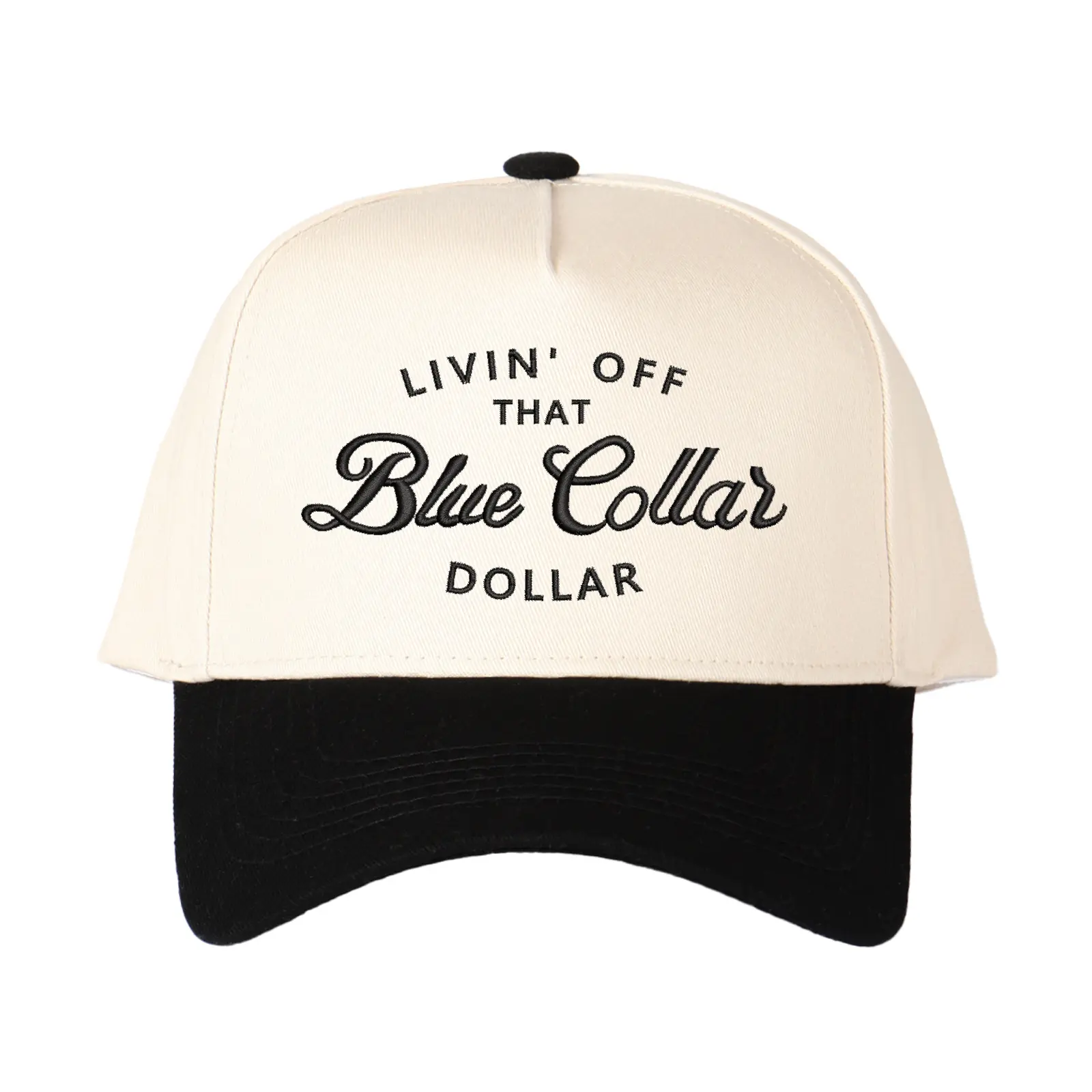 Unisex Adjustable Cotton Breathable Trucker Hat - "Livin' Off That Blue Collar Dollar" Letter Embroidered, Color Block, One Size, Leopard Print, Navy, Pink, for Daily & Travel Wear