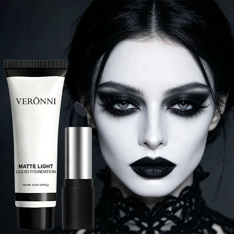 Foundation Liquid 37ML + Oil Stick Set, Halloween Makeup Combo, Vampire, Gothic, Zombie, Clown, Skull, Devil, Cosplay Makeup, Beauty Set