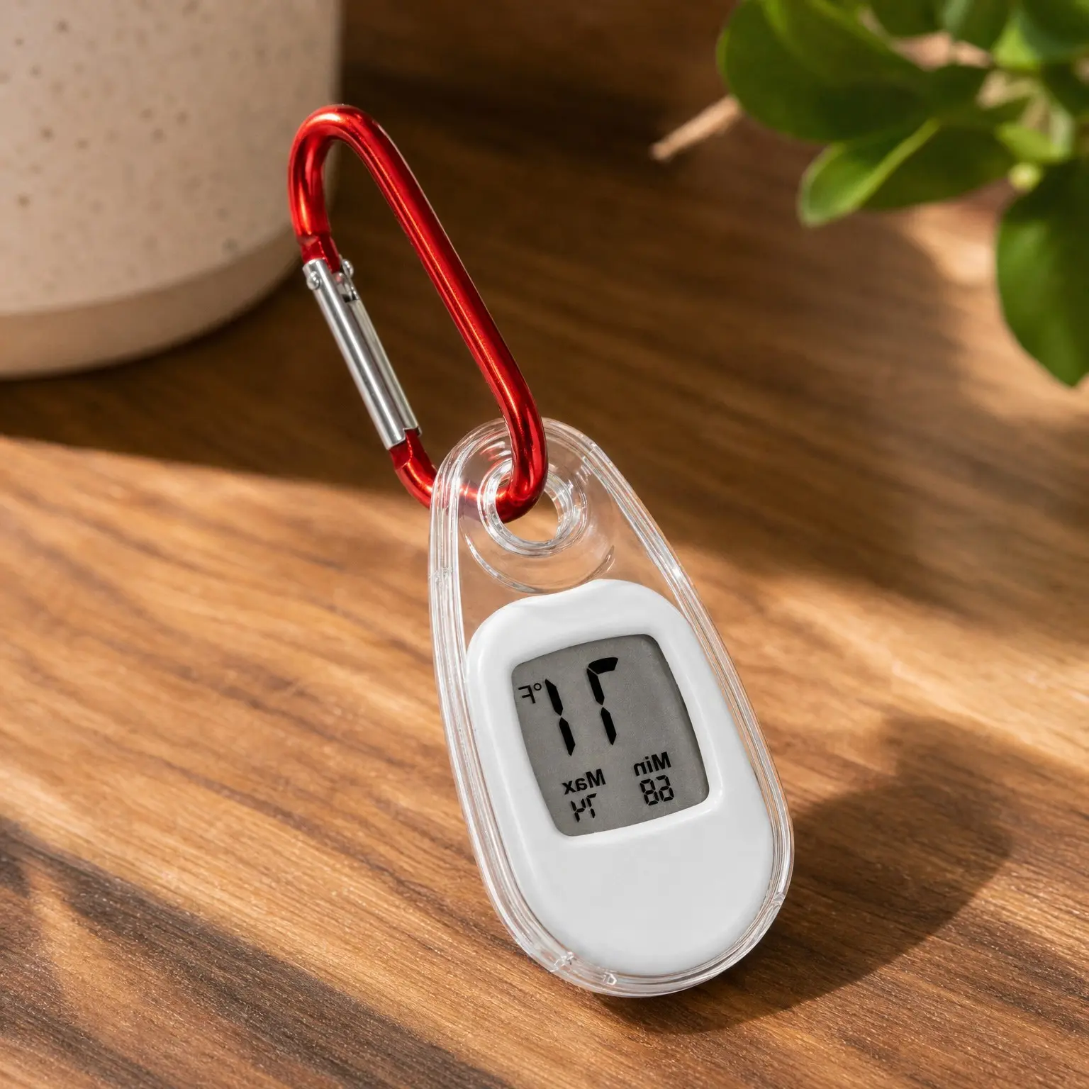 Portable Digital Thermometer for Indoor / Outdoor Temperature with Carabiner Clip (00333)