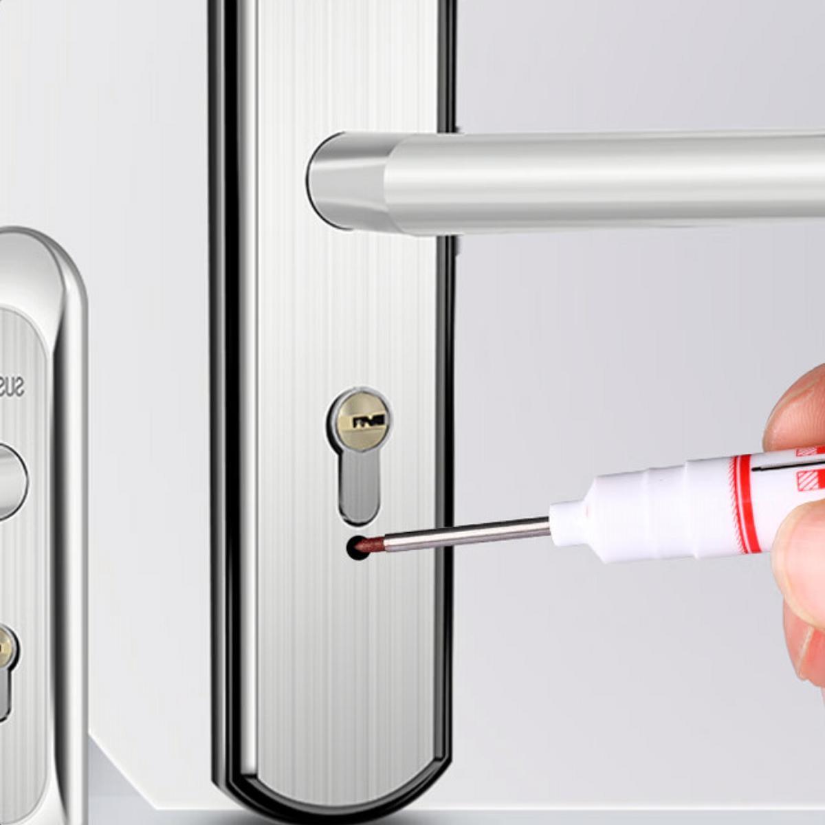 4pcs Long Head Marker Pen, Waterproof Woodworking Pen, Deep Hole Pen for Home Bathroom Woodworking Decoration, Artist Drawing Pen, Drawing Markers