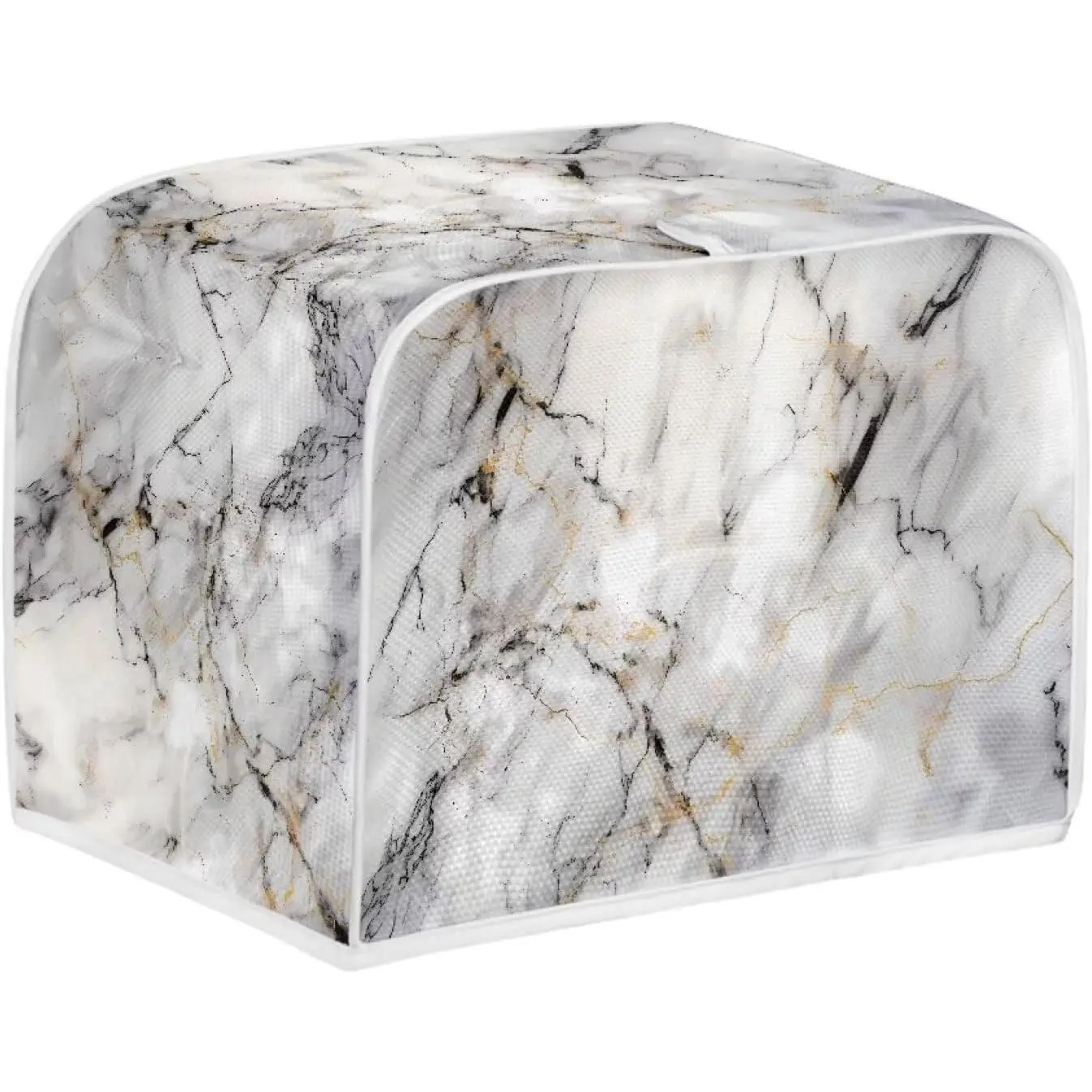 2 Slice Toaster Cover Bread Machine Cover with Top Handle Design Kitchen Small Appliance Cover Dust Protection Stain Resistant Universal Size, Grey White Marble