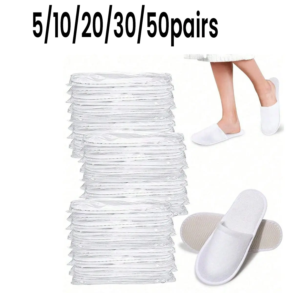 5/10/20/30/50 Pairs Disposable Slippers, Spa Indoor Slippers, Unisex Lightweight Non-Slip, Comfortable for Hotel, Home, Travel, Back-To-School