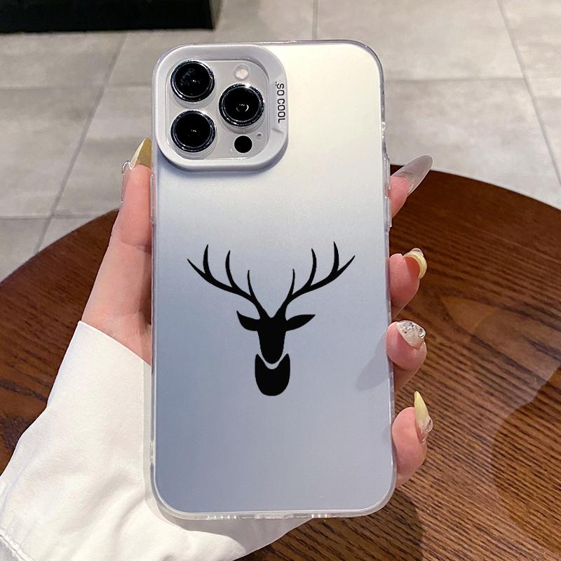 Stag Silhouette Pattern Phone Case for iPhone 16 15 14 Pro Max 16E 13 12 11 XR XS Plus Shockproof Anti-Scratch Durable PC Back Protective Cover