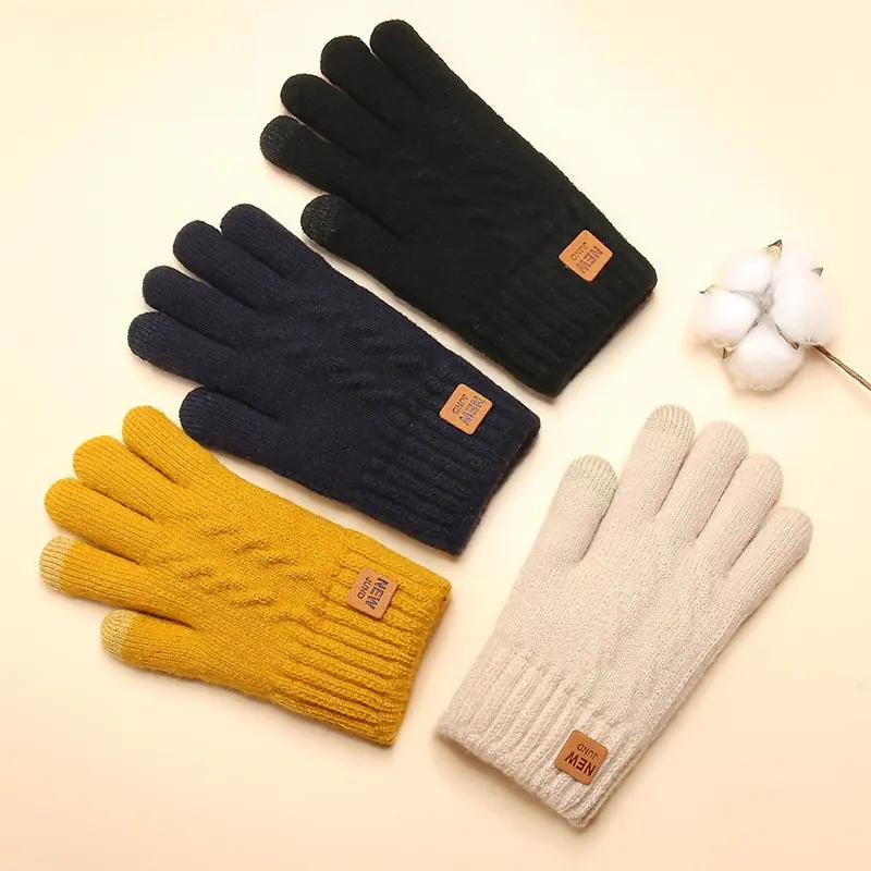 Winter Knit Touchscreen Gloves, Double Layer Fleece Lined Thick Thermal Warm Gloves, Cold Weather Cycling Outdoor Riding Gloves,toolupgrade