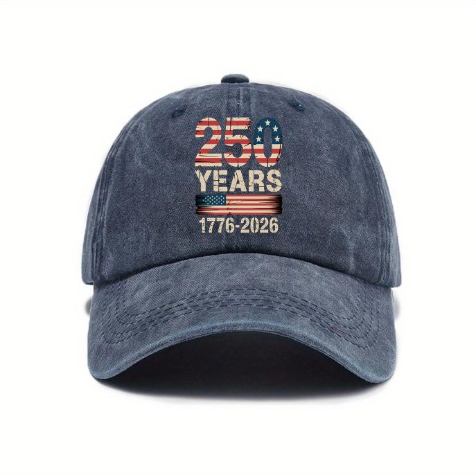 Men's baseball cap with American 250th anniversary print, American retro style, fashionable curved brim hat