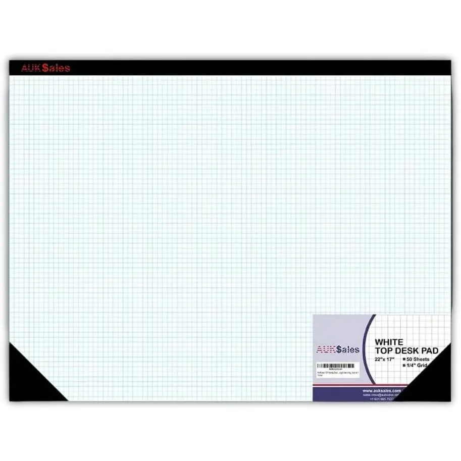 Graph Paper Pad 22"x17", 50 Sheets, 1/4 Inch Grid, 80 GSM, Engineering Drafting Paper for Designers, Blueprint Sketching, Grid-Based Graphing for Architecture, School, Office