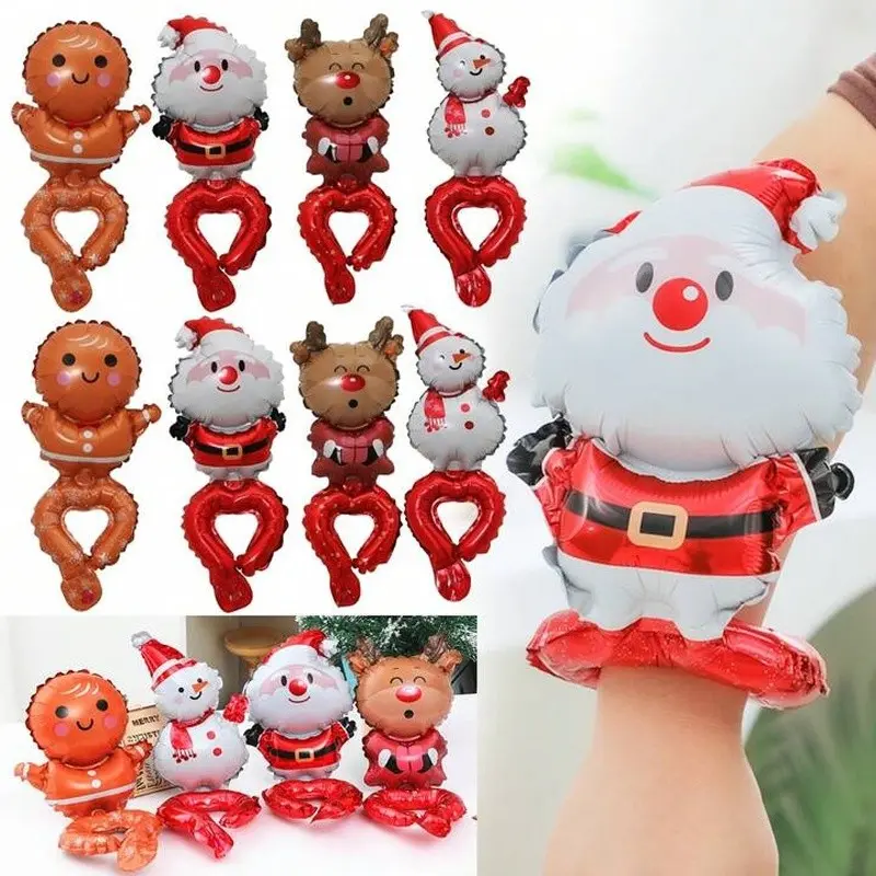 16pcs Christmas Aluminum Foil Balloons, Reindeer Gingerbread Man Kids Party Decorations, Festive Holiday Accessories