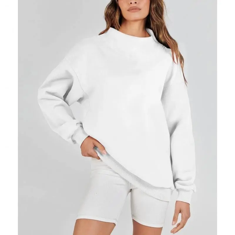 2025 Women's Oversized Turtleneck Sweatshirt Long Sleeve Pullover Casual Tops Womenswear Hoodie