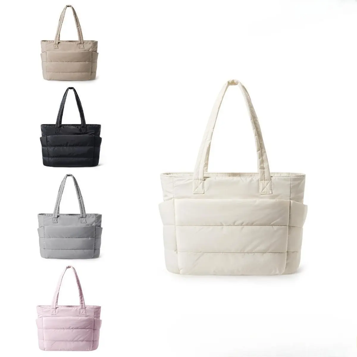 Puffy Bubble Tote Bag 3 Sizes for Women Quilted Laptop Shoulder Handbag, Lightweight Work Tote with Multiple Compartments for Travel & Work Organize Zipper Closure Durable Tote bag SpringStatements