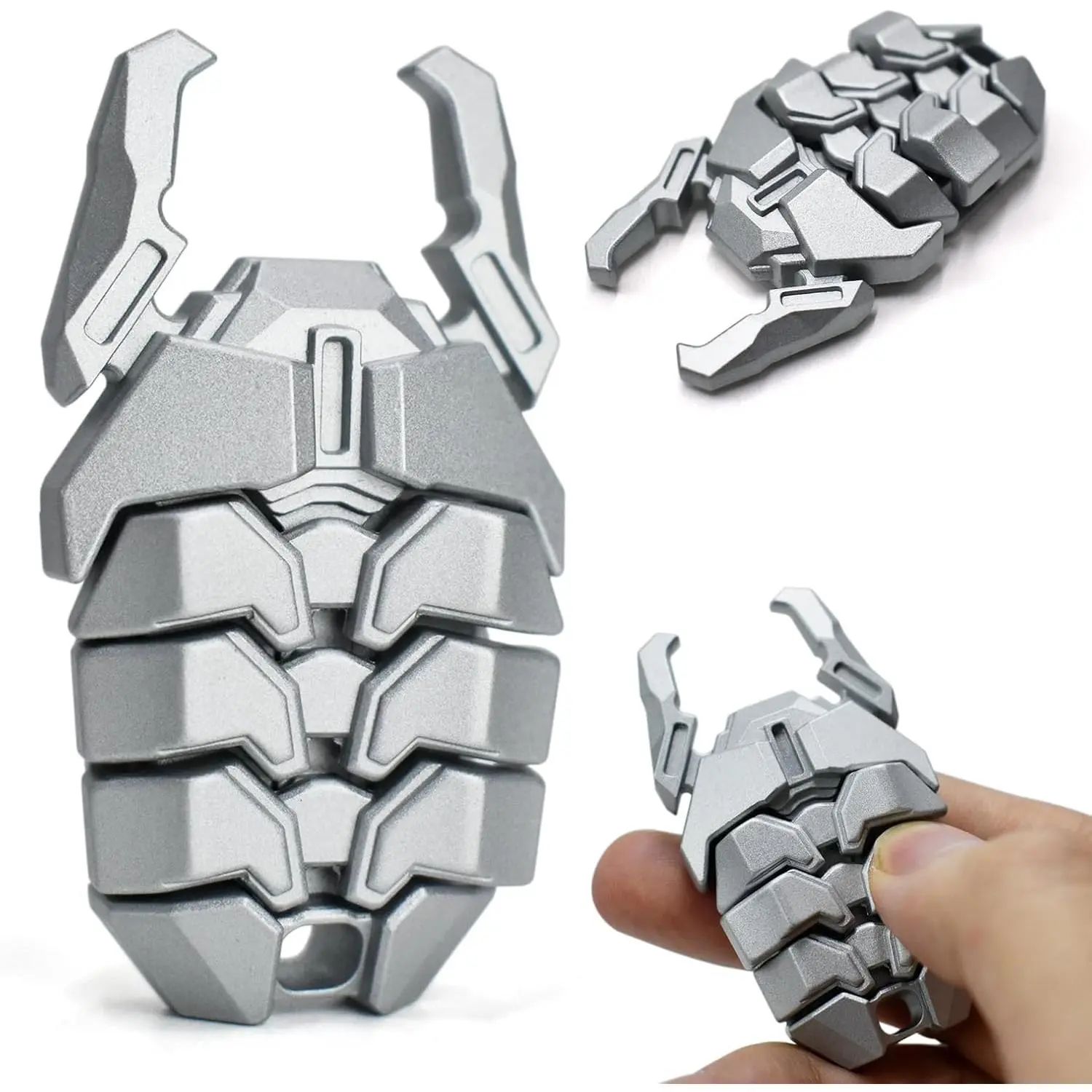 Beetle Fidget Toy, Multifunction Fidget Clicker Beer Bottle Opener, Alloy EDC Fidget Toys for Adults with Clicking Sound & Haptic, Cool Gadgets for Men & (Silver)