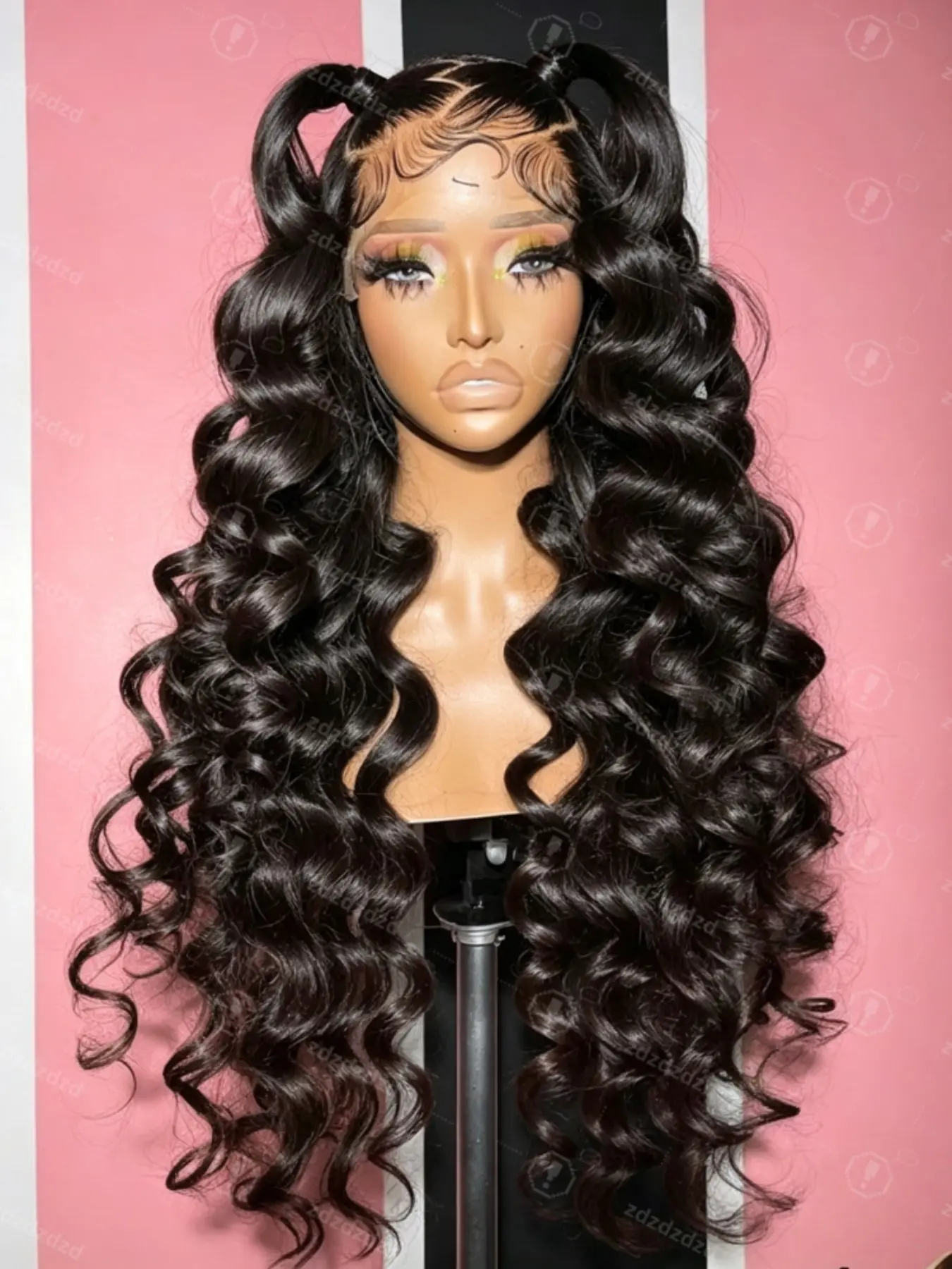 26-Inch Soft Black Deep Wave Long 180 Density Lace Front Wig, Pre-Styled Baby Hair, Suitable for Women Daily Use, 13x4x1