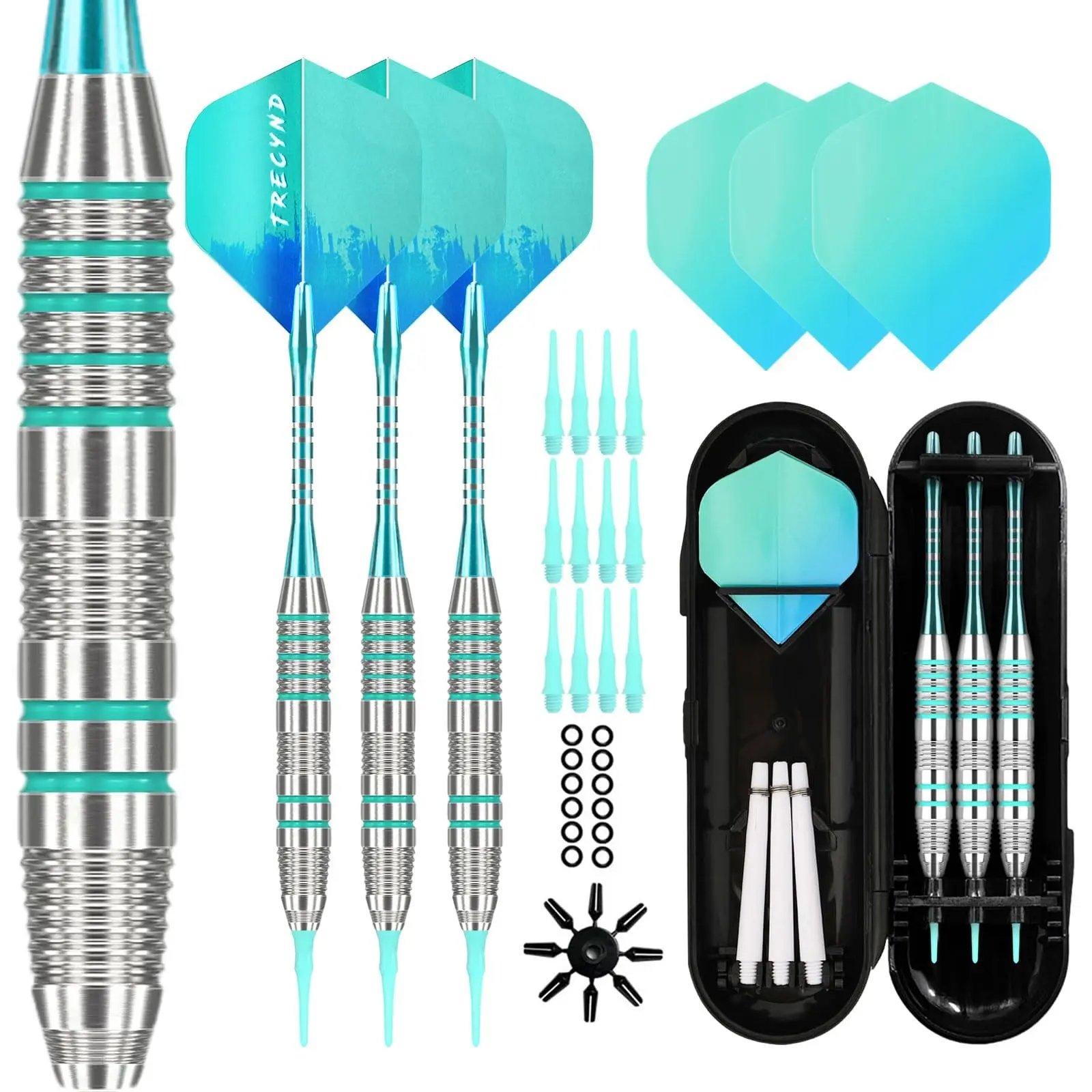 3-Pack Soft Electronic Darts Set, Silver Body Ring, Safe Plastic Dart Tips, Indoor Electronic Target, Portable Storage Box Included