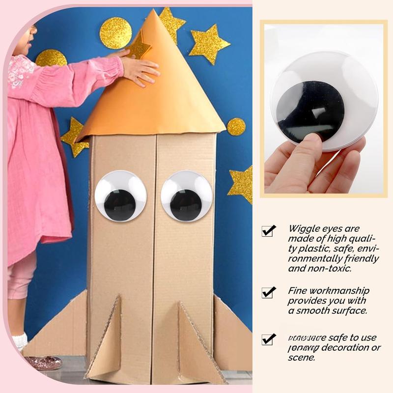 4 count Giant Googly Eyes 4 Inch Plastic Wiggle Eyes with Self Adhesive White Googly Eyes for DIY Crafts Decoration