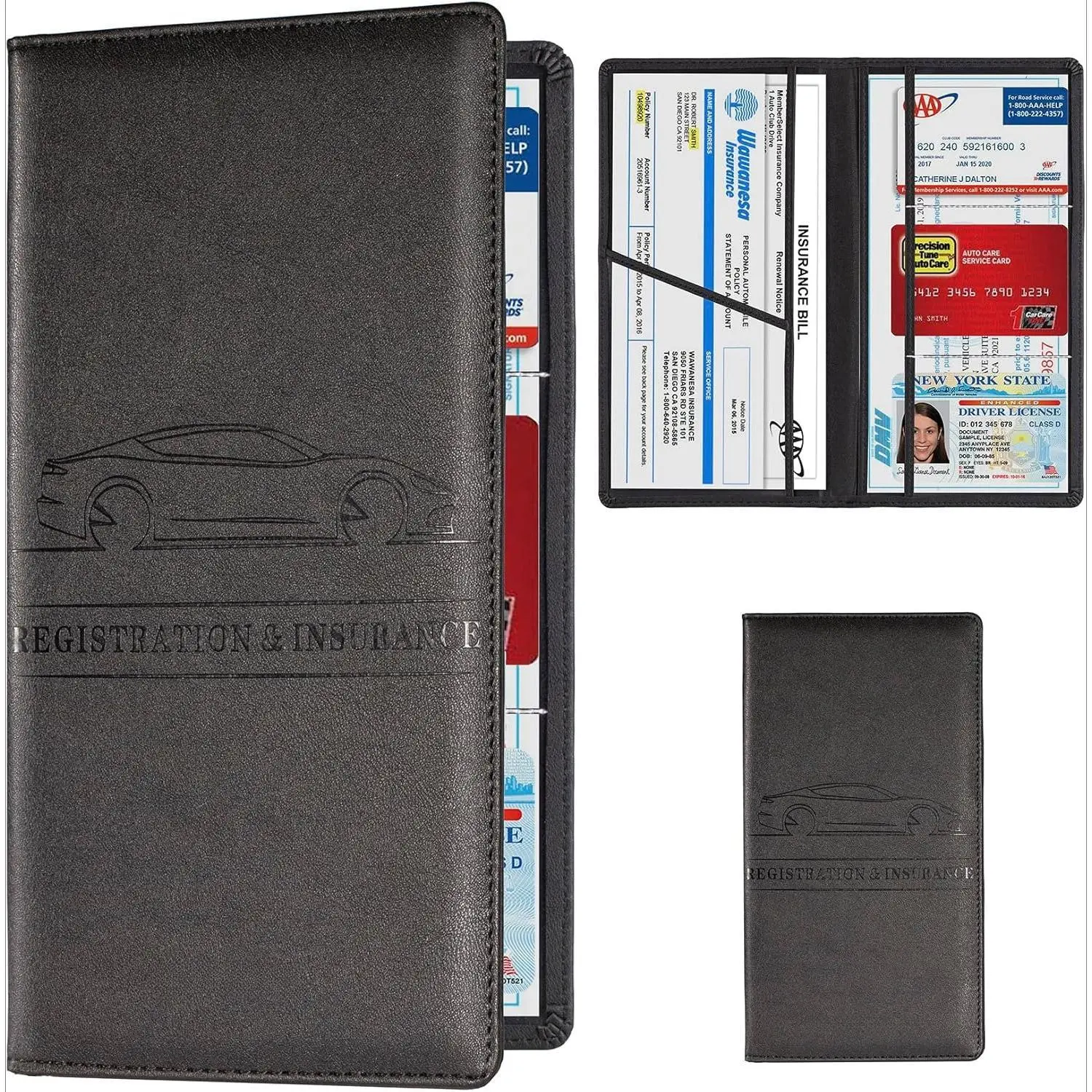 Car Registration & Insurance Card Holder, Magnetic Closure Vehicle Organizer, Car Essential Document Wallet, Spring Gift, for Pokemon Cards Holder, Compact Car Accessories, Essential for Owners, Chic, Unisex
