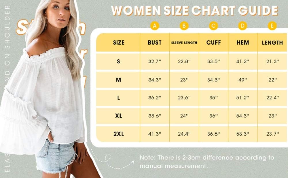 Imily Bela Womens Off The Shoulder Long Bell Sleeve Tops Flared Casual Loose Blouse