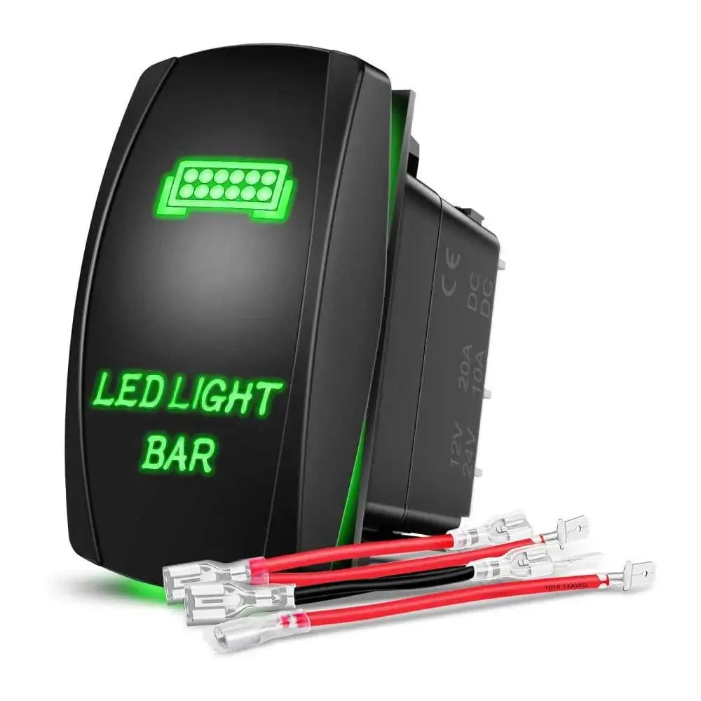 Nilight 5Pin Laser On/Off LED Light Bar Rocker Switch Green