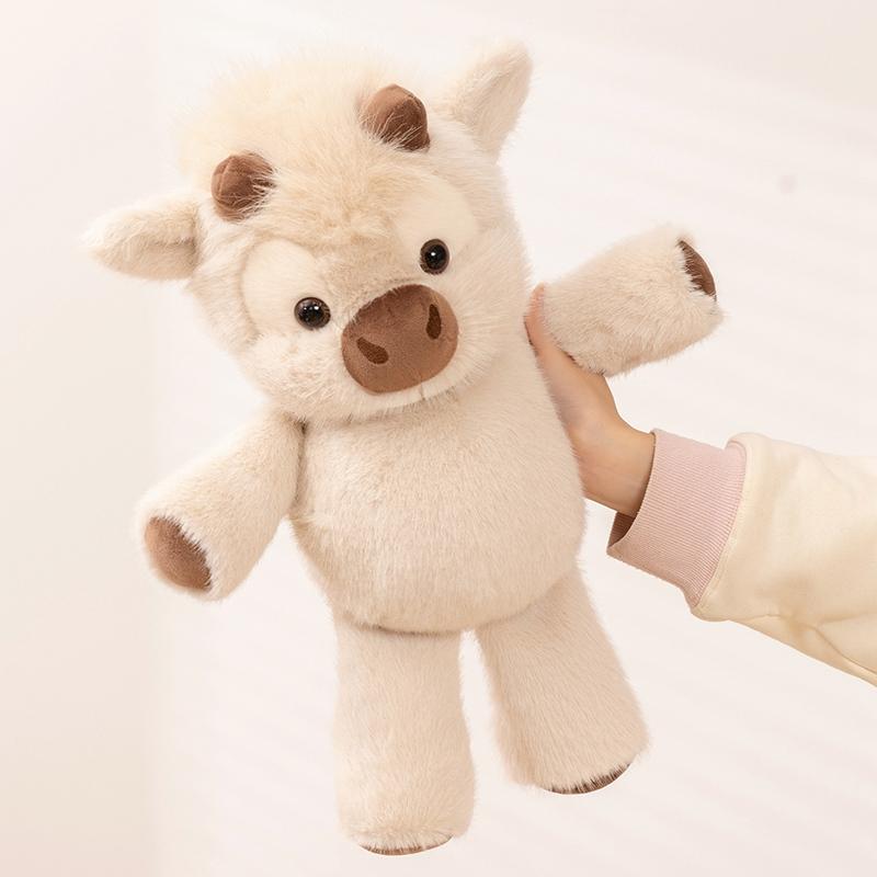 Wholesale Cuddly Plush Toys Cattle High Quality Fluffy Sitting Pose Doll Warm Cozy Children Companion Xmas Gift Home Decor Gift
