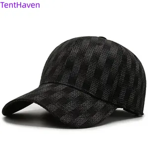 2026 New Spring and Autumn Fully Sealed Baseball Hat for Men, Youth, Checkered Elastic Cloth Hat, Outdoor Leisure Sunshade Hat