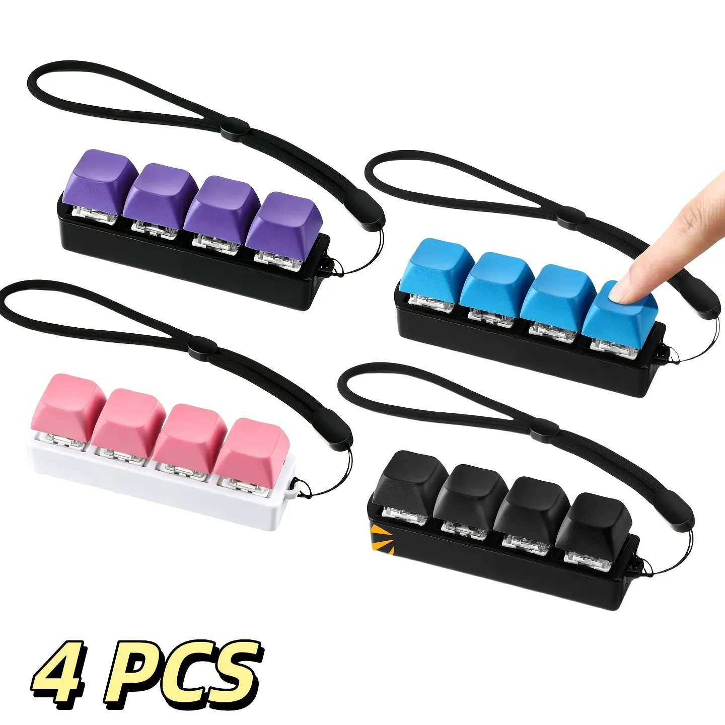 4pcs Fidget Clicker Keyboard Fidget Keychain, Button Fidget Gifts for Adults to Relieve Stress And Pass Time Four-Button Clicker Keychain Gifts