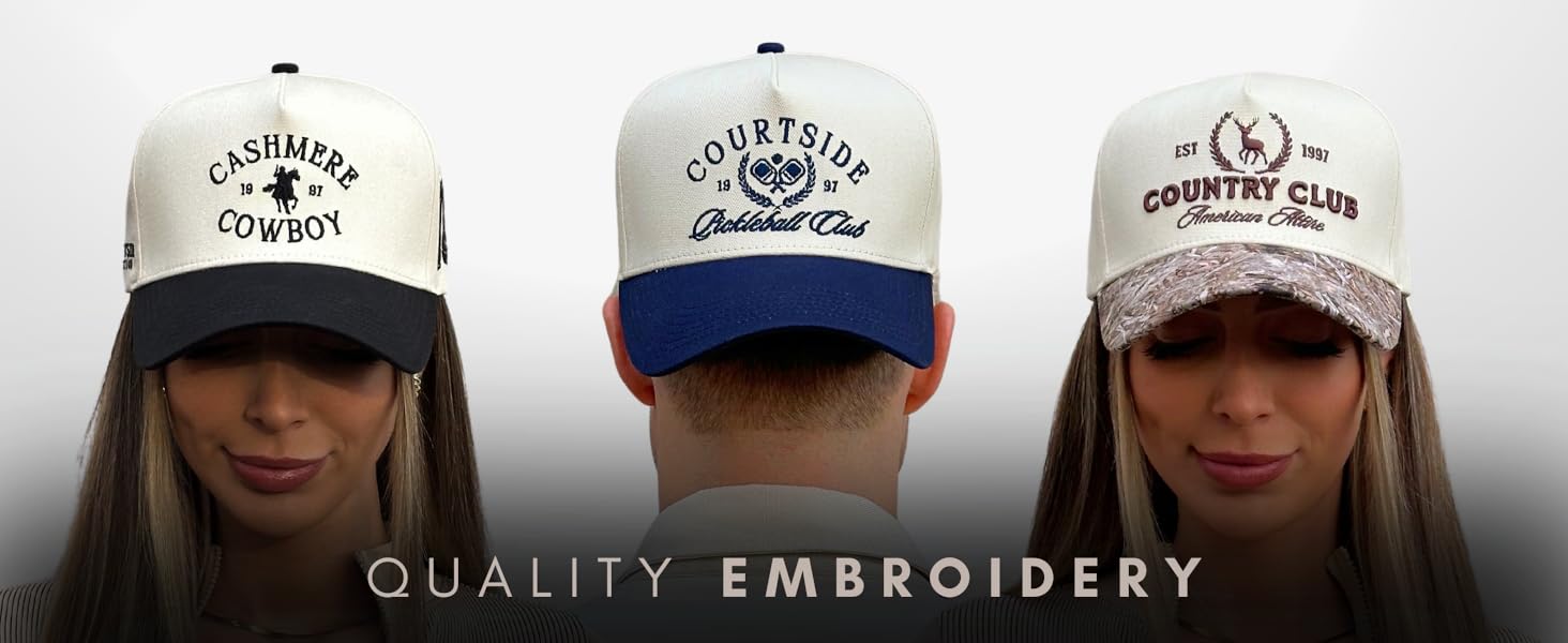 Vintage Western Trucker Hat |       Men & Women |       Country Cute Caps for Cowgirls Cowboys |       Camo Denim Embroidered Cotton |       Snapback