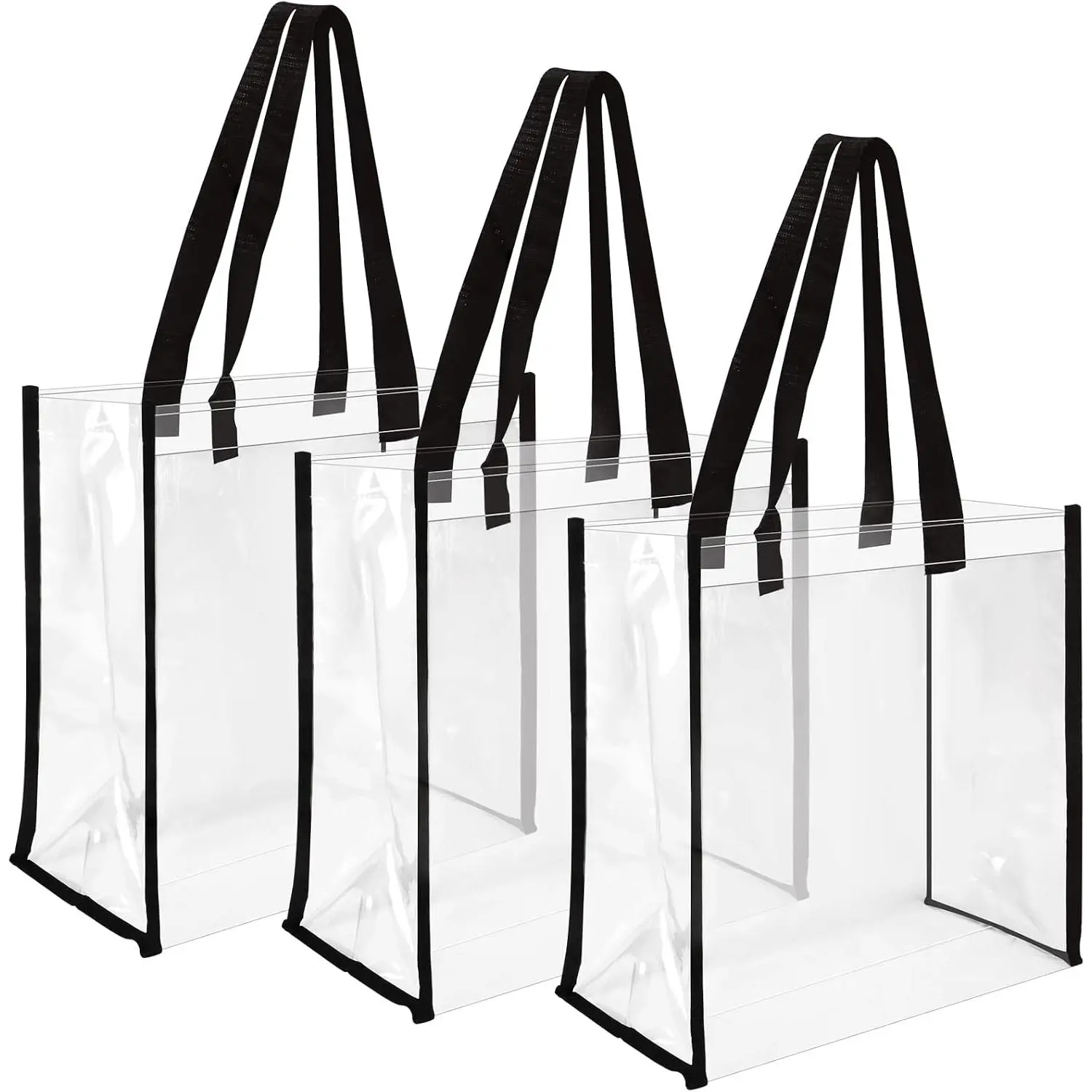 12 x 12 x 6 Inch Clear Tote Bags PVC Plastic Tote Bag With Handles for Work Beach Lunch , Concerts