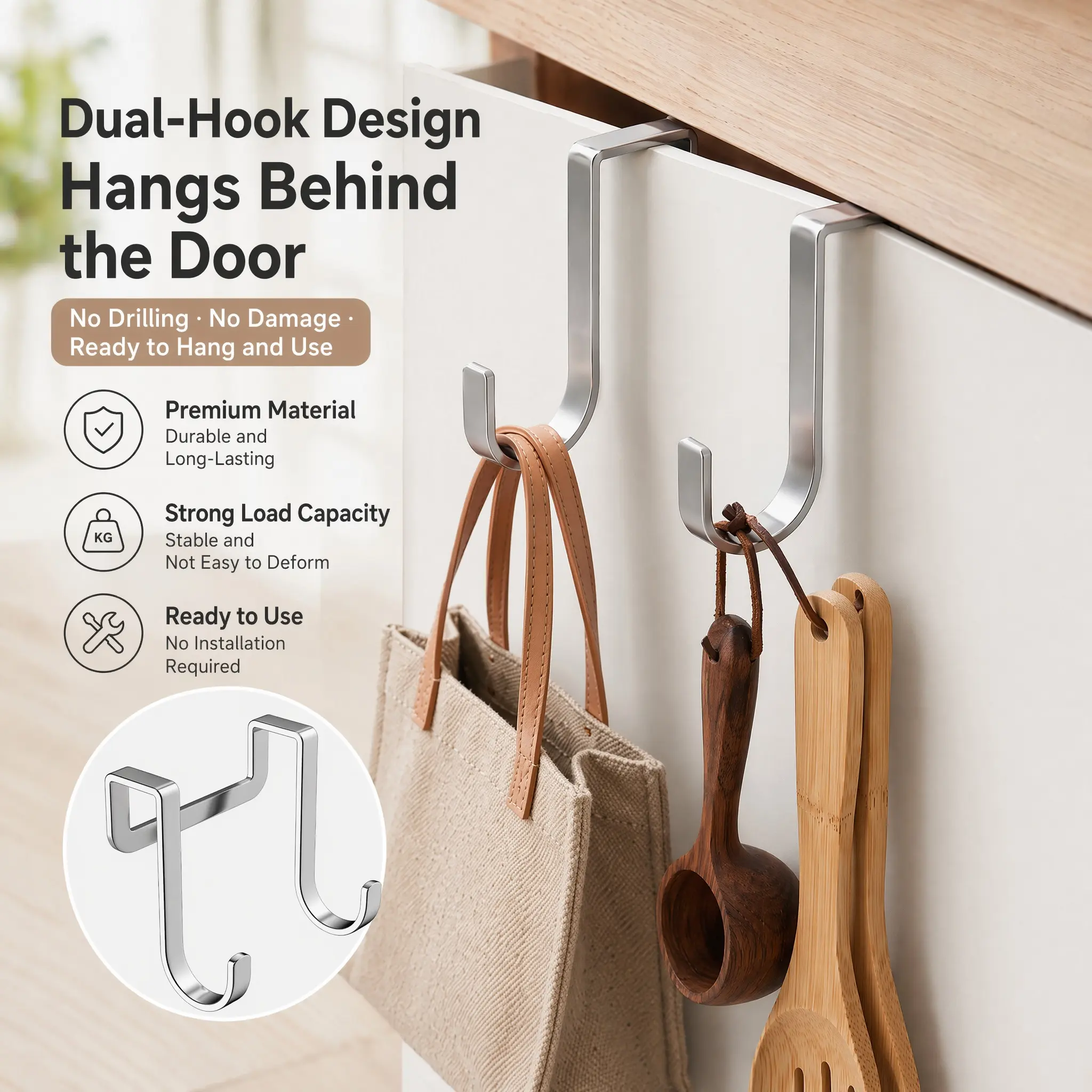 5 & 10 PCS multifunctional double hook, suitable for door hooks in cabinets, dormitories, bathrooms and kitchens - easy to install-YY1
