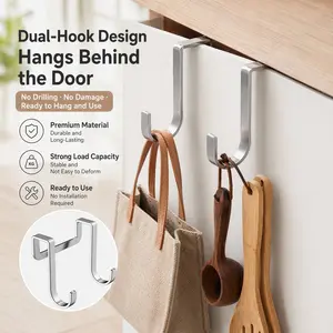 5 & 10 PCS multifunctional double hook, suitable for door hooks in cabinets, dormitories, bathrooms and kitchens - easy to install-YY1