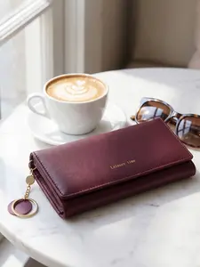 Elegant Large Capacity Women's Handbag, Multi-Card Slot Long Wallet, Burgundy Zippered Ladies Wallet, Wallet With Zipper, Fashionable Gift Choice
