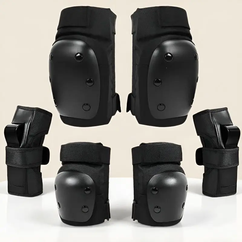 Hard Shell Protective Gear Set, Unisex Full Coverage Knee, Elbow & Wrist Guards for Skateboarding, 1 Size with Adjustable Straps & Breathable Fabric, One Size, Shock Absorbent