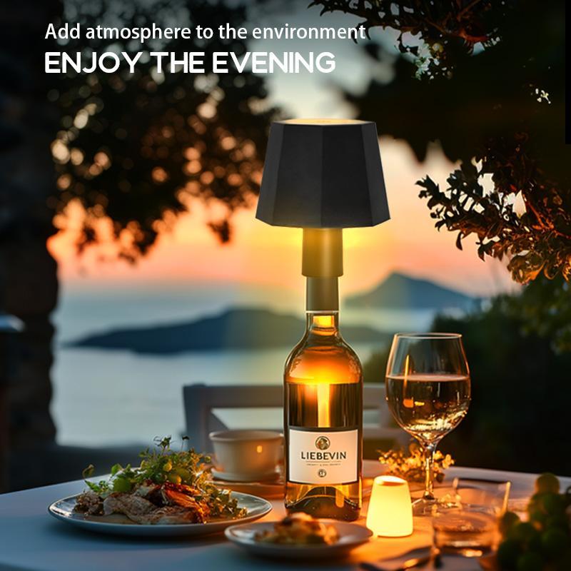 Portable LED Wine Bottle Light, Ambient Decoration Lamp with Touch Control, Rechargeable Dimmable for Wine Beer Bottles, 3 Color Modes, Perfect for Parties
