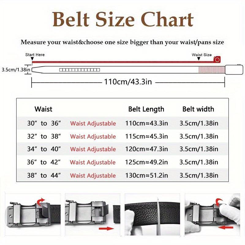 1pcs Genuine Leather Ratchet Belt for Men - Adjustable Automatic Buckle, Versatile Casual Business Style, Durable Alloy Buckle, High-Quality Leather Panel, Easy to Wear And Suitable for Any Occasionvalentine'S Day