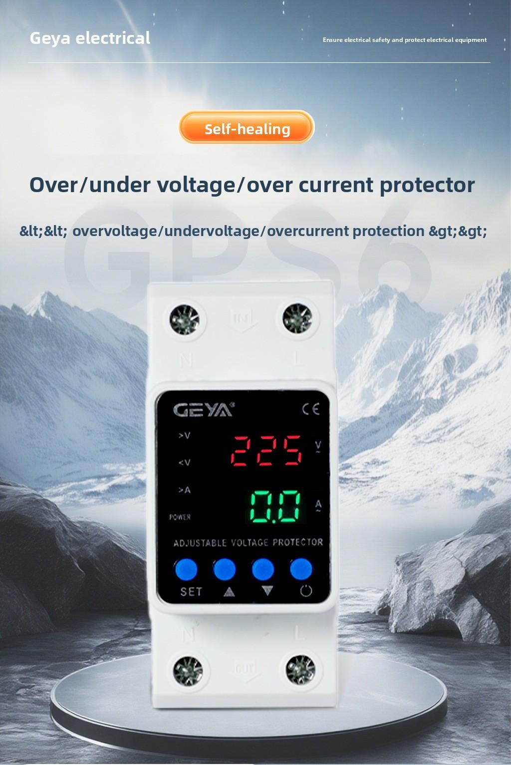 63A Smart Adjustable Voltage Protector 2P 110V/220V with Power Metering & Energy Monitoring, Over/Under Voltage Protection & Current Limit, Auto-Reset, KWh Consumption Meter