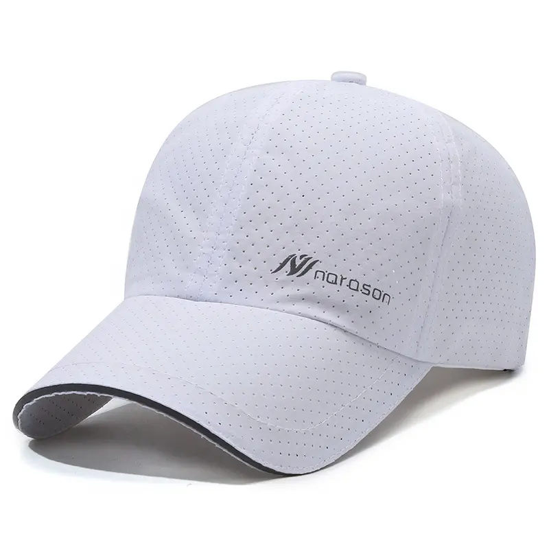 Mens Womens White Baseball Cap Breathable Quick Dry Sport Sun Hat Lightweight Adjustable Running Cap Summer Outdoor Sports Hat Gym Workout Hiking Fishing Golf Travel Bicycle Tennis Beach Caps Men