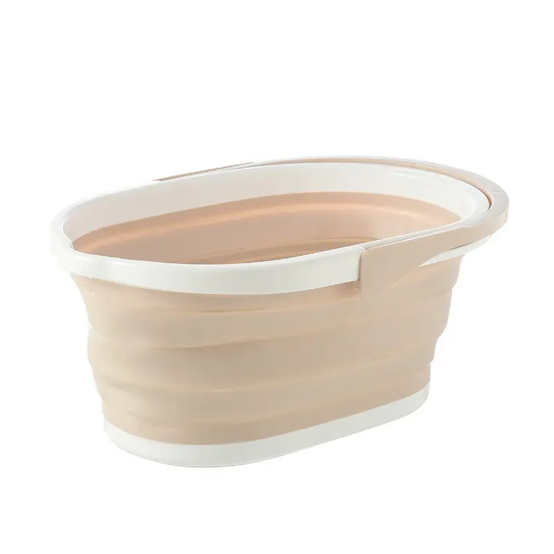 Foldable Rectangular Mop Bucket with Spout and Lid – Thickened plastic cleaning bucket, space-saving folding design, pink mop bucket for home, bathroom, restroom and cleaning scenarios (residential/commercial), Home Goods