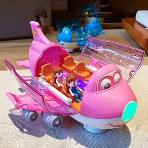 Cartoon Airplane Toy, 1 Set 360 Degree Rotating Flying Fun Airplane Toy with Random 3 Dolls, Anti-collision Aircraft Toy, Birthday Gift
