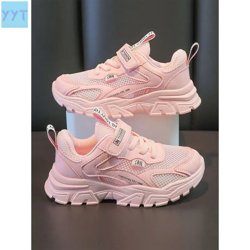 YYT1  2026 New Trendy Girl's Dad Shoes, Casual Breathable Mesh Trainer Shoes with Velcro Closure, Thick Anti-Soft Sole, Nonslip Trainers, Sneakers, Casual Breathable Footwear, Thick Soled Trainers