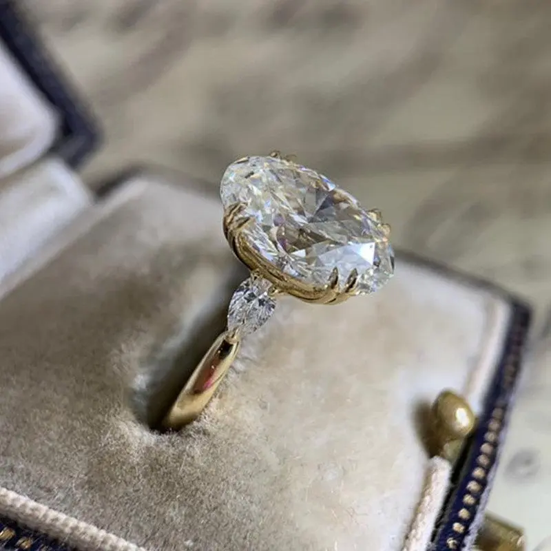 Oval Zircon Pigeon Egg Engagement Ring for Women – Elegant Statement Jewelry for Wedding, Anniversary, Proposal, Party, Daily Wear, Gift for Her