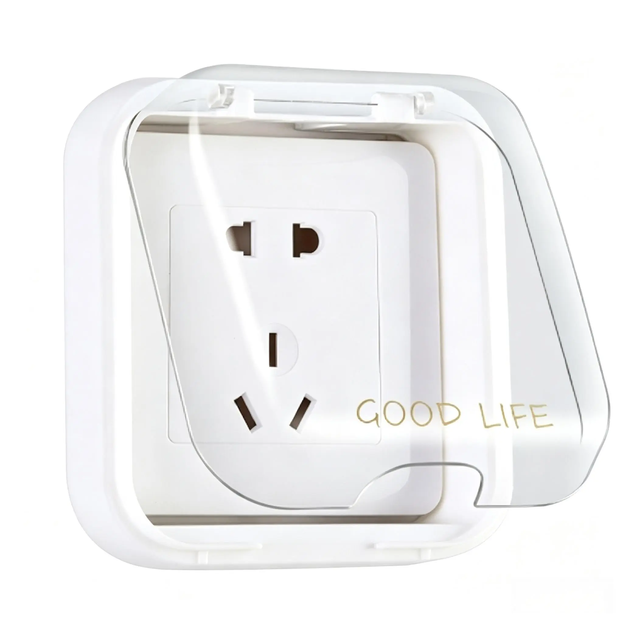 Waterproof Outlet Cover for Bathroom & Kitchen, Splash-Proof Wall Socket Protector with Clear Flip Cover, No-Drill Self-Adhesive Switch & Outlet Cover for Home