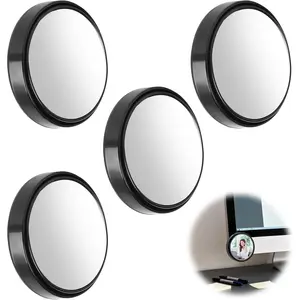 4PCS 2.24 Inch Adjustable Office Cubicle Monitor Mirror Rear View Small Stick-on Removable Desk Mirror for Computer Monitor Black