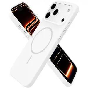 oakxco for iPhone 17 Pro Max Case Silicone Mag Safe, Magnetic Slim Thin Phone Case Compatible with Magsafe Wireless Charging, Cute Girly Aesthetic Soft Rubber Gel Safecase for Women Girls, White