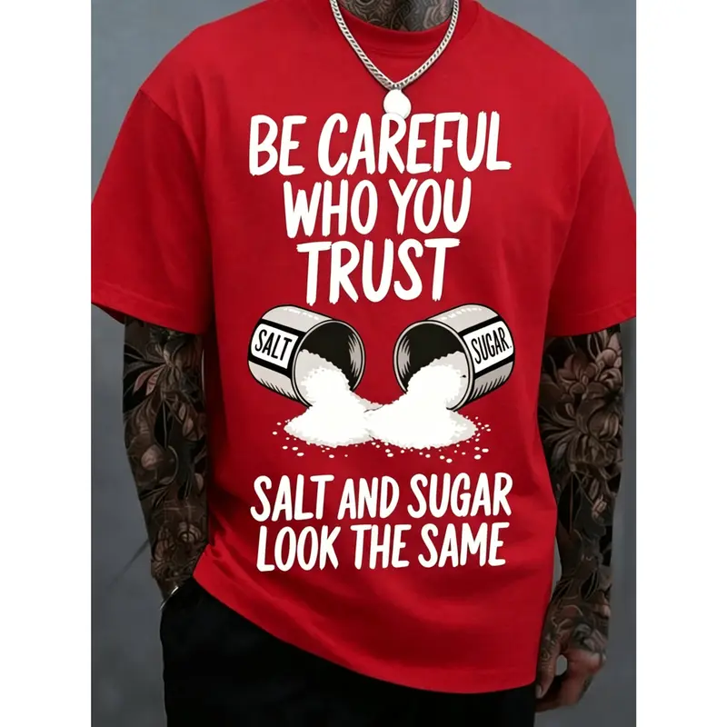 Men's 100% Cotton Short-Sleeve Trendy Graphic Tshirt - Crew Neck, Stretch Fabric, Letter Hot-Stamped Print, Pull-On, Loose-Fit, Breathable, Machine Washable, All-Season Sports Casual Menswear Gift for Adult Males